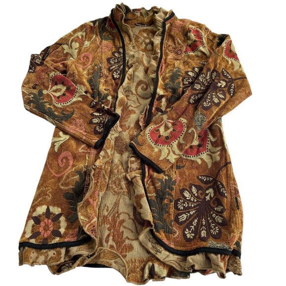 Trimdin S? Brocade Jacket Blazer Wearable Art Floral Reversible Provence Garden - Picture 7 of 14